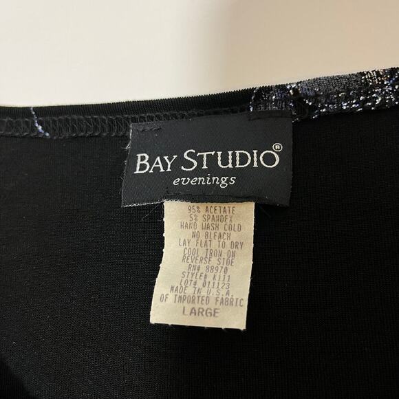 Vintage 90s Y2k Cowl Neck Tanktop Black Blue Floral Size Large Witchy Whimsigoth - Picture 3 of 5